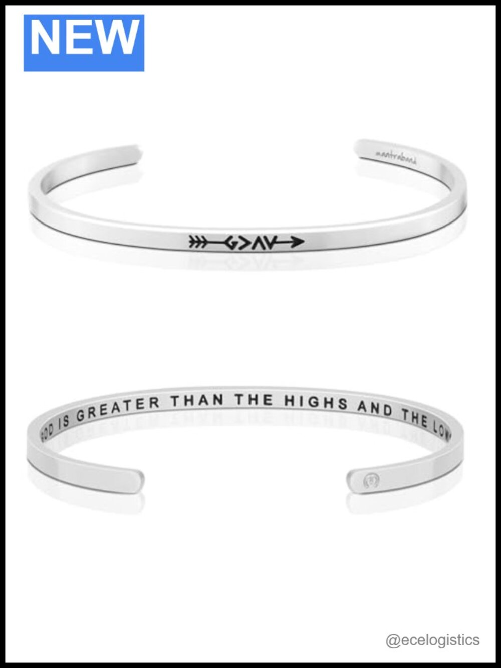Stainless Steel Engraved Cuff Bracelet Adjustable Inspirational Gift for Women